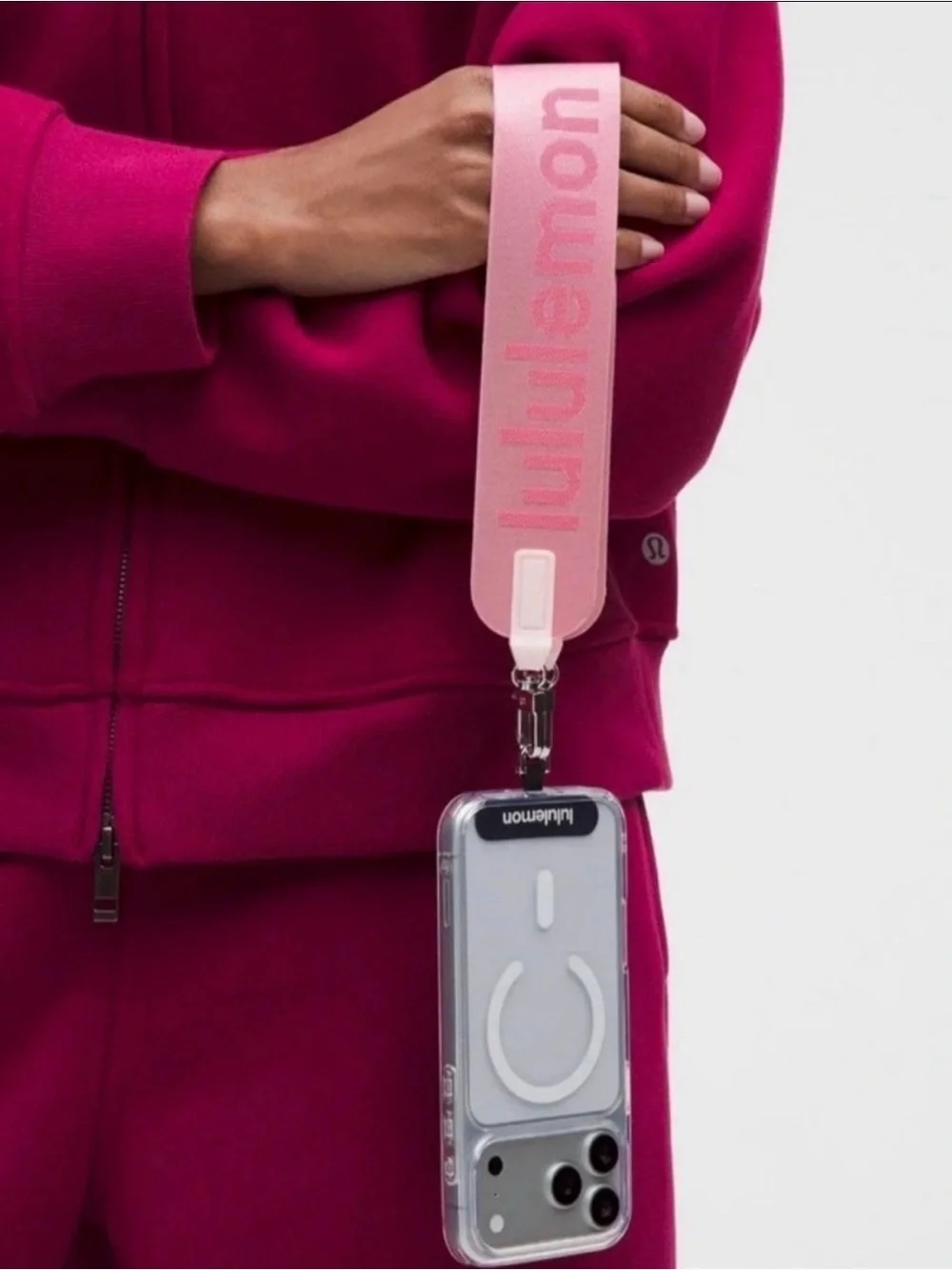 lululemon athletica Pink Never Lost Crossbody Phone Strap with Rope Detail